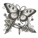semicolon with butterfly and arrow piercing tattoo design idea