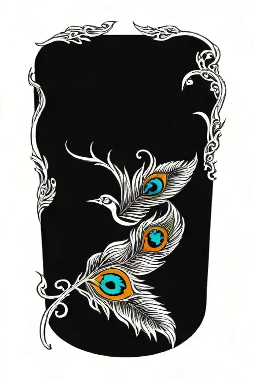 peacock feather intertwined tattoo design idea