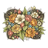 january, august, october birth flower bouquet tattoo design idea