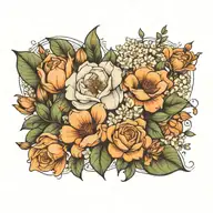 january, august, october birth flower bouquet tattoo design idea