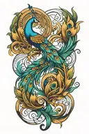 peacock feather intertwined tattoo design idea