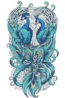 peacock feather intertwined tattoo design idea
