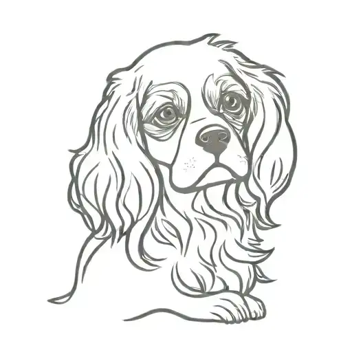 cavalier king charles spaniel and hand connected line tattoo tattoo design idea