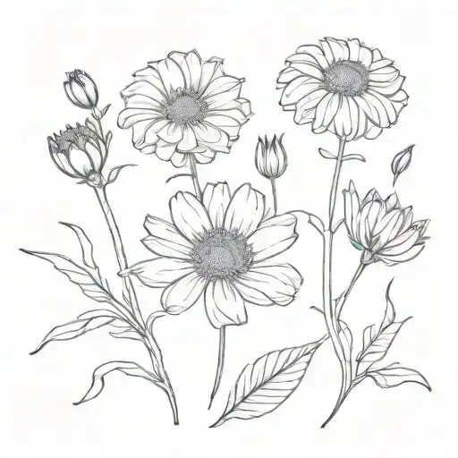 calendula botanic drawing style tattoo design idea