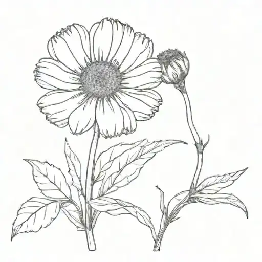 Calendula botanic drawing style tattoo design idea