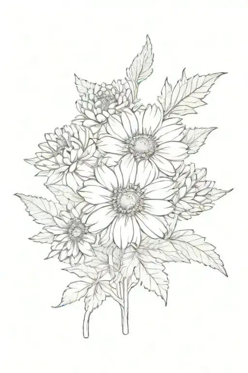 Calendula botanic drawing style illustration tattoo design idea