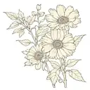 calendula botanic drawing style tattoo design idea