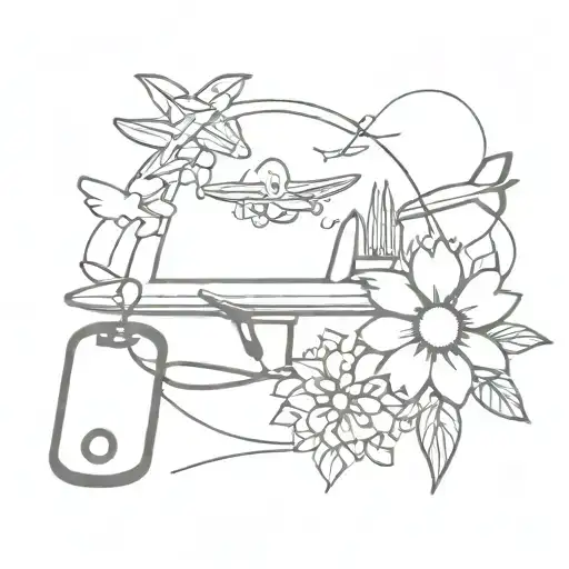 flower bed, cross, stethoscope wrapped, airplane flying, tractor tattoo design idea