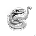 Snake,intricate linework, Android Jones, kinetic pointillism,  a snak, ame tattoo, with a snake on it's side, a tattoo,  tattoo design idea