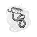 Snake,intricate linework, Android Jones, kinetic pointillism,  a snak, ame tattoo, with a snake on it's side, a tattoo,  tattoo design idea