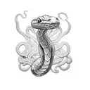 Snake,intricate linework, Android Jones, kinetic pointillism,  a snak, ame tattoo, with a snake on it's side, a tattoo,  tattoo design idea