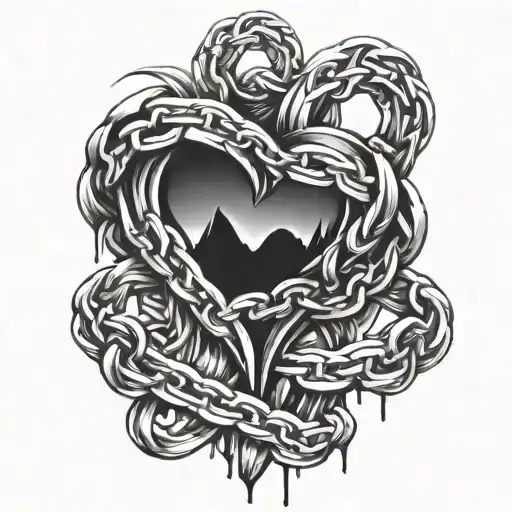 Blades of Chaos, chains are forming a heart tattoo design idea