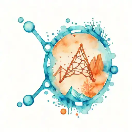 A caffeine molecule intertwined with a hiking trail tattoo design idea