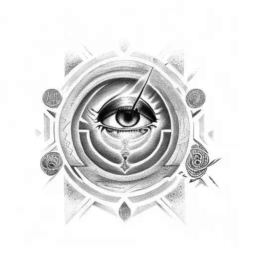 A tattoo of the Eye of Horus symbol, incorporating elements of dotwork tattoo design idea