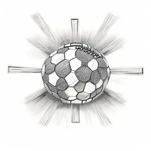 wooden holy cross sticking out of a detailed football field tattoo design idea