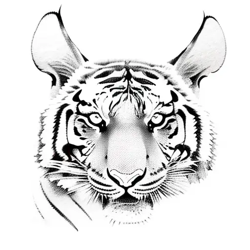 Tiger with roses tattoo design idea