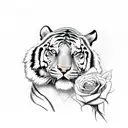 Tiger with roses tattoo design idea