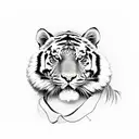 Tiger with roses tattoo design idea