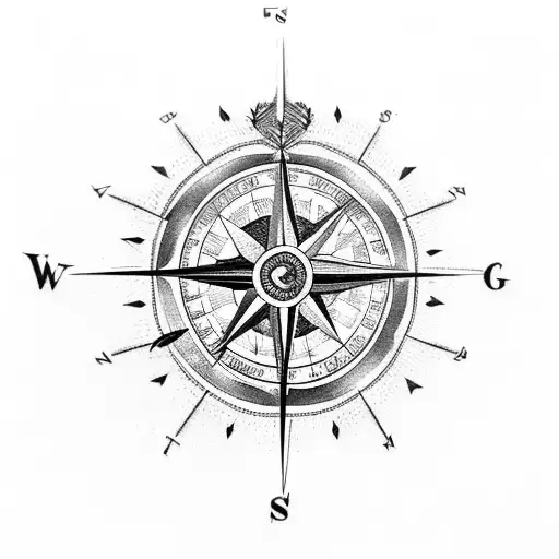 A compass arrow surrounded by feathers, signifying the guidance and protection a mother provides tattoo design idea
