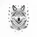 A brick pattern with hidden wolf faces throughout tattoo design idea