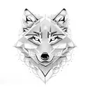 A brick pattern with hidden wolf faces throughout tattoo design idea