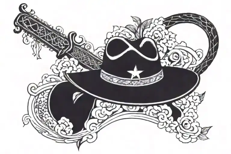 my dads signature with a cowboy hat playing tattoo design idea