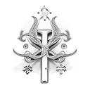 cross with birthdate tattoo design idea