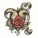 heart, rose, cancer zodiac moon tattoo design idea