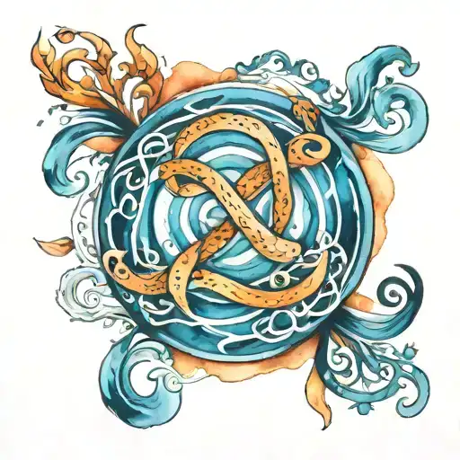 water color river infinity symbol tattoo design idea