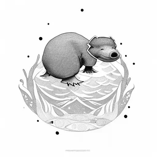Sleeping platypus tattoo design idea