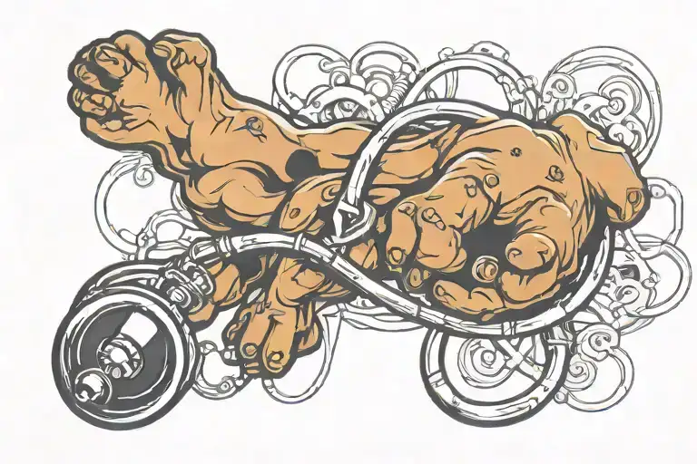 human hand and dog paw with stethoscope intertwined tattoo design idea