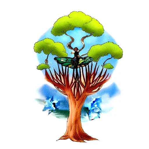 Tree of Life with a butterfly tattoo design idea