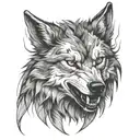 wolf with evil look  tattoo design idea