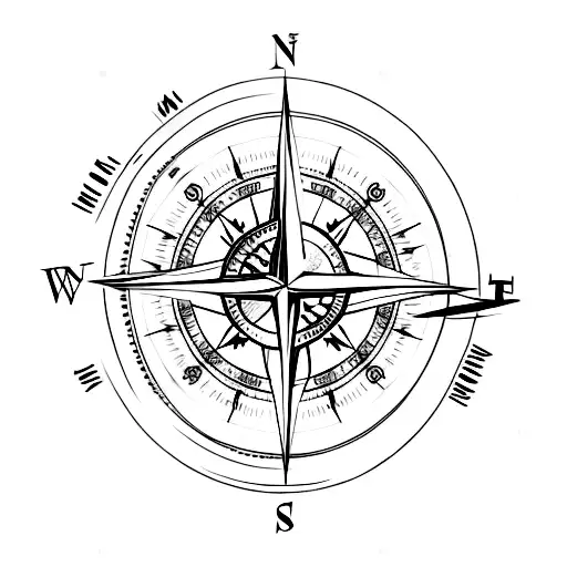 compass with a cherry blossom tree growing from it tattoo design idea