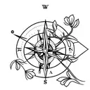 compass with Cherry Blossom tree growing from it tattoo design idea