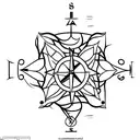 compass with Cherry Blossom tree growing from it tattoo design idea