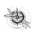 compass with Cherry Blossom tree growing from it tattoo design idea