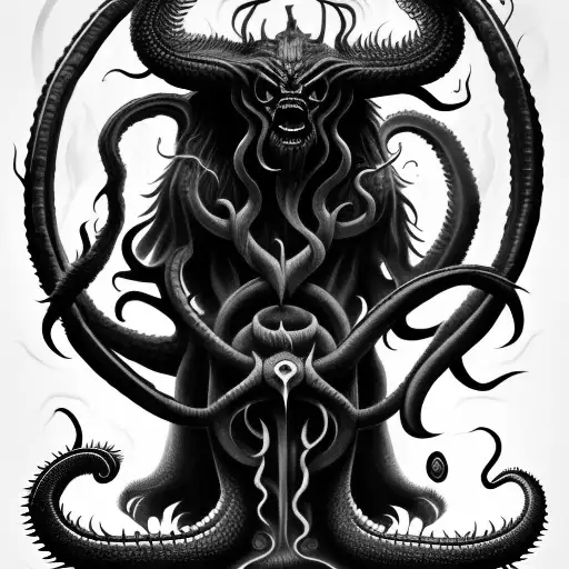 cryptid chthulu mythological satanic  tattoo design idea