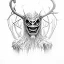 cryptid wendigo mythological satanic  tattoo design idea