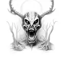 cryptid wendigo mythological satanic  tattoo design idea