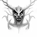 cryptid wendigo mythological satanic  tattoo design idea