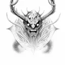 cryptid wendigo mythological satanic  tattoo design idea