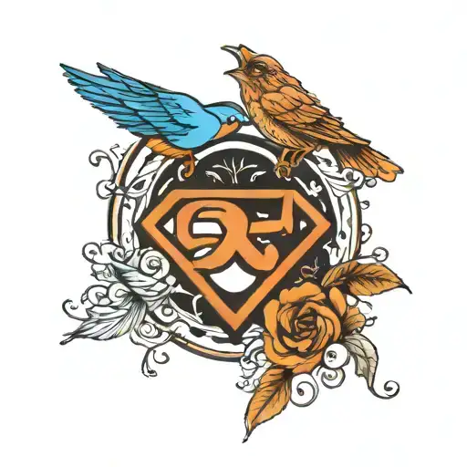 two birds with a date if birth infinity sign small superman logo  tattoo design idea