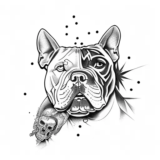 American bully with death metal tattoos tattoo design idea