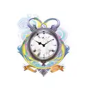 clock hourglass with vintage scroll  tattoo design idea