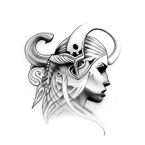 side profile of Lilith from Diablo IV tattoo design idea