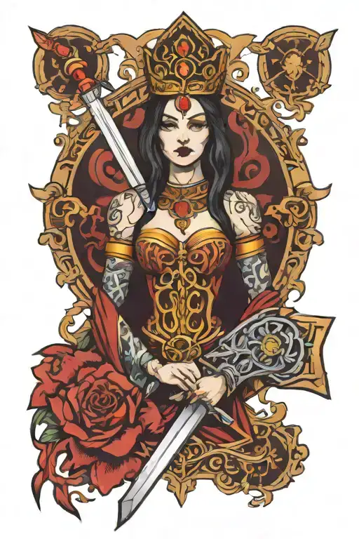 Sword priestess tattoo design idea