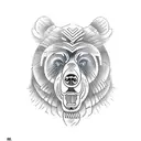 boxing with bear samurai tattoo design idea