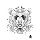 boxing with bear samurai tattoo design idea