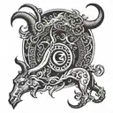 divine capricorn symbol tattoo design idea